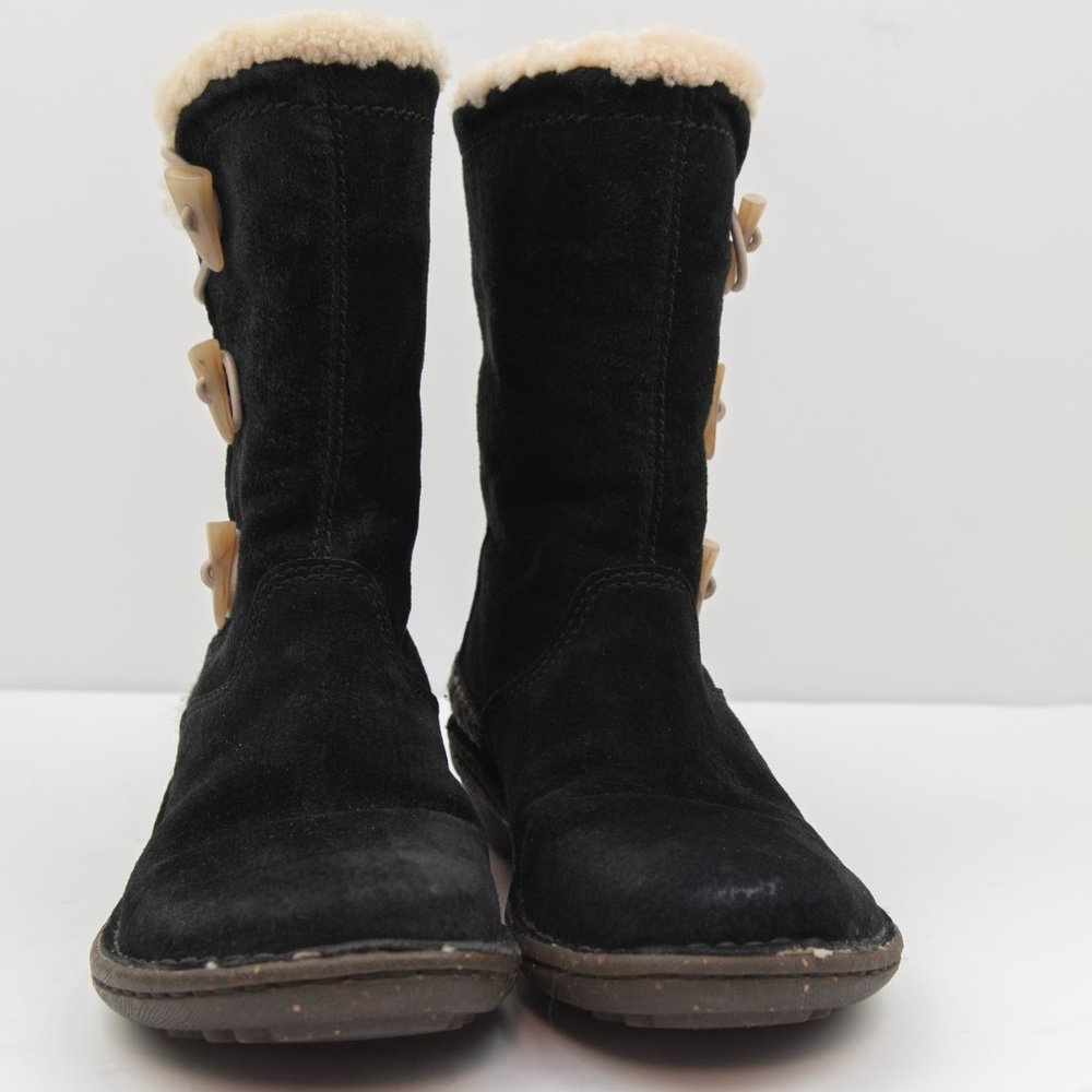 UGG Kona Boots Suede Shearling Winter Faux Bone Toggle Closures Black Size 5 - Picture 4 of 9